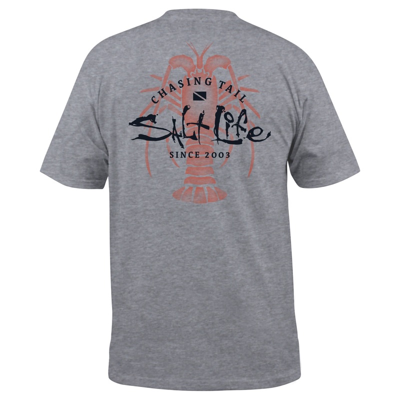 Salt Life Mens Chasing Lobster Tail Logo Short Sleeve Pocket T Shirt Grey XL