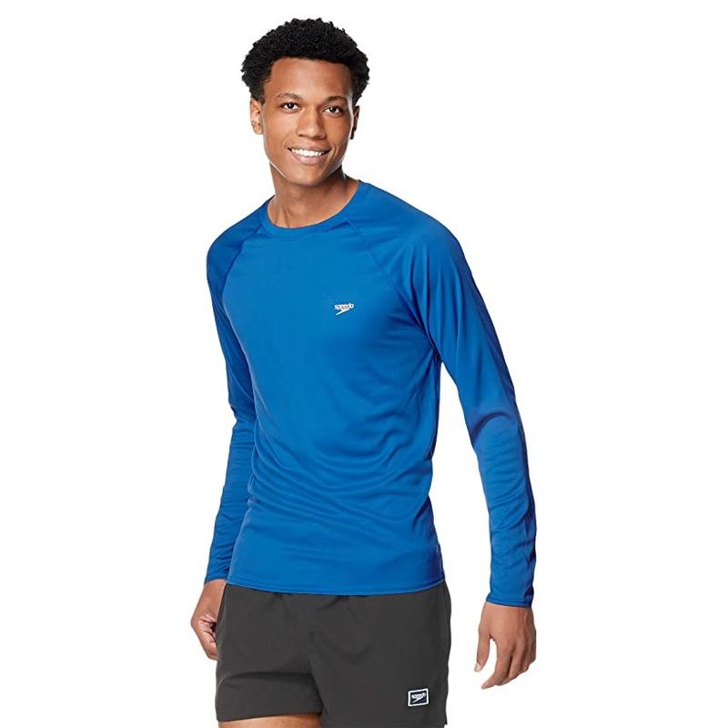 Speedo Men's Long Sleeve Swim Shirt Turkish Sea Blue XL