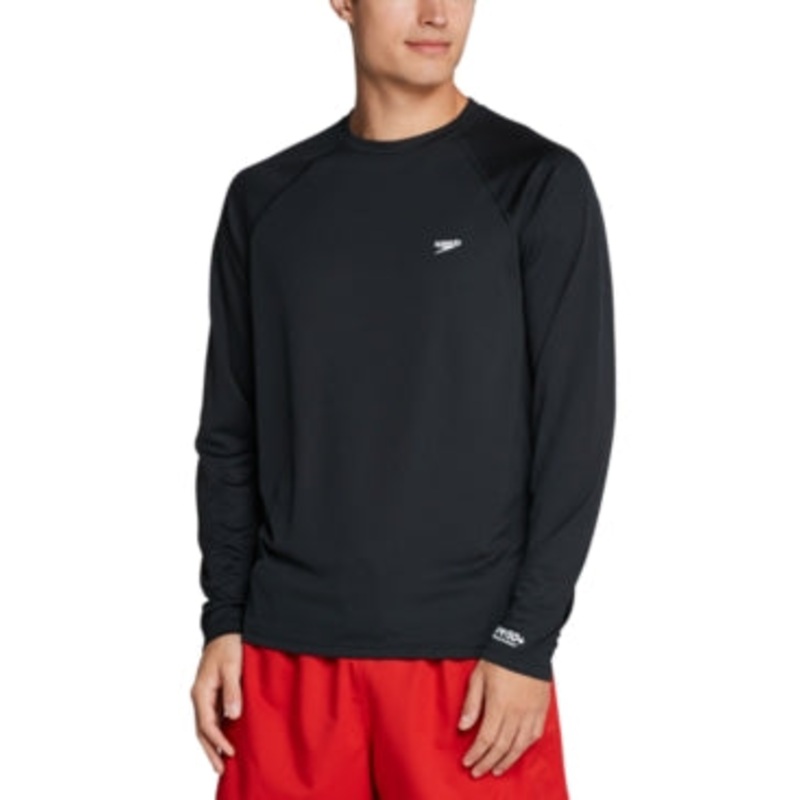 Speedo Men's Long Sleeve Swim T Shirt Black Small