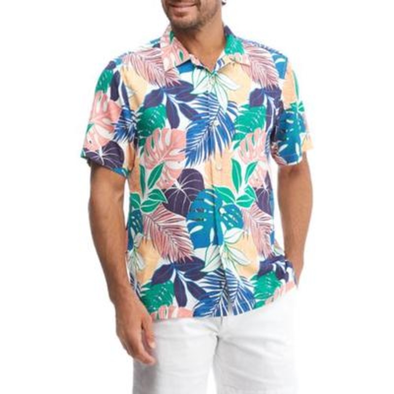 Tommy Bahama Men's Garden Grove Short Sleeve Button Down Floral Shirt Blue Large