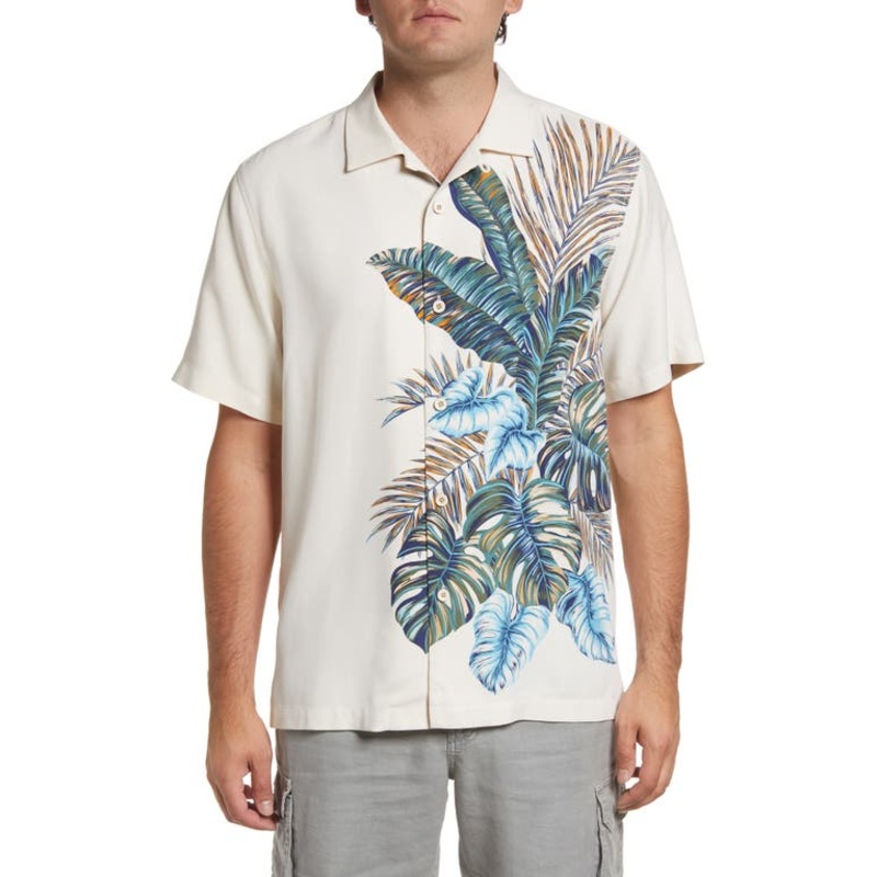 Tommy Bahama Men's Horizon Isles Silk Button Down Shirt Continental Beige 2XL