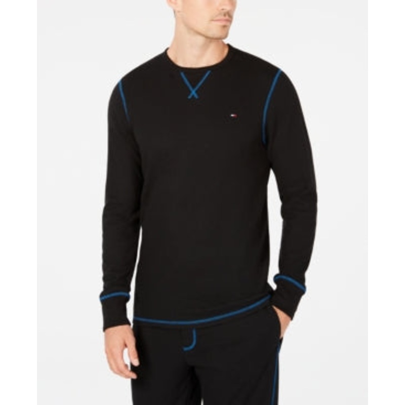 Tommy Hilfiger Men's Thermal Crewneck T Shirt Small Black