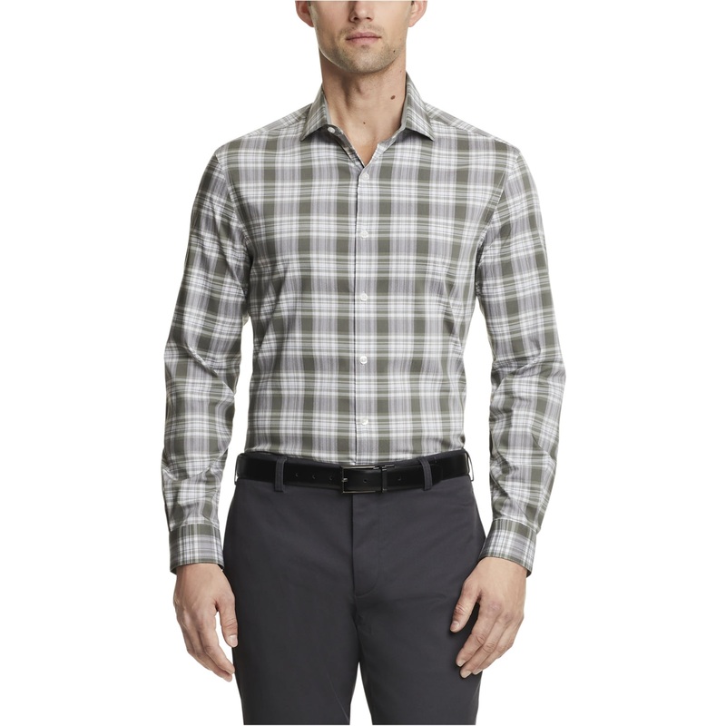 Van Heusen Men's Even Temp Never Tuck Slim Fit Dress Shirt Green 15 15.5 34 35