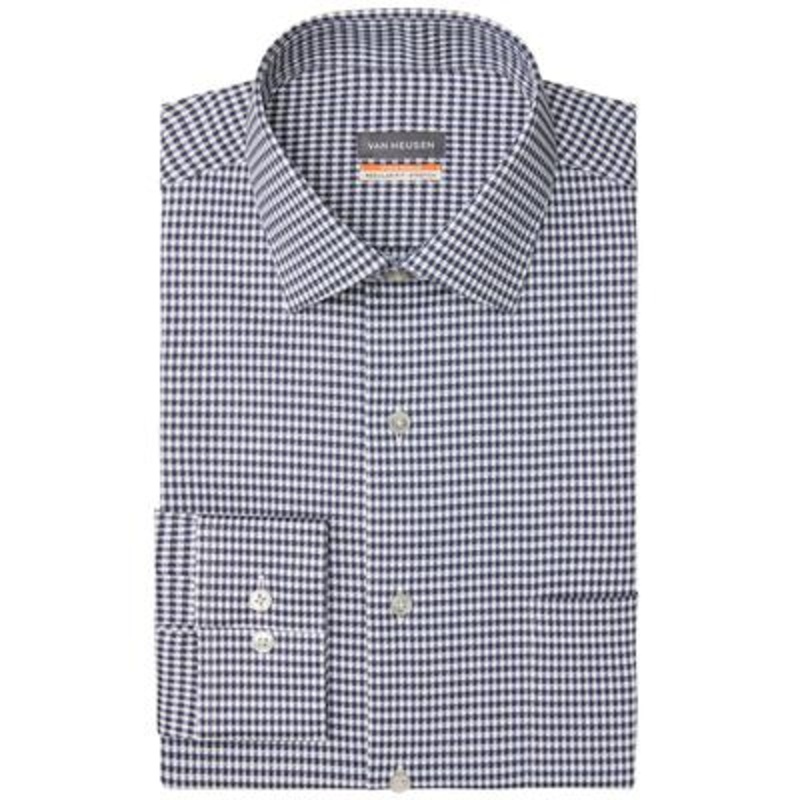 Van Heusen Men's Regular Fit Stain Shield Dress Shirt Blue 15 15.5 34 35