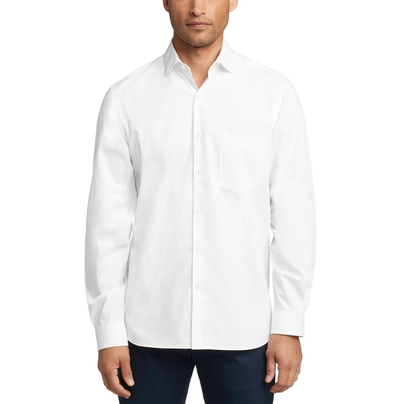 Van Heusen Men's Slim Fit Never Tuck Button Down Dress Shirt White 15 15.5