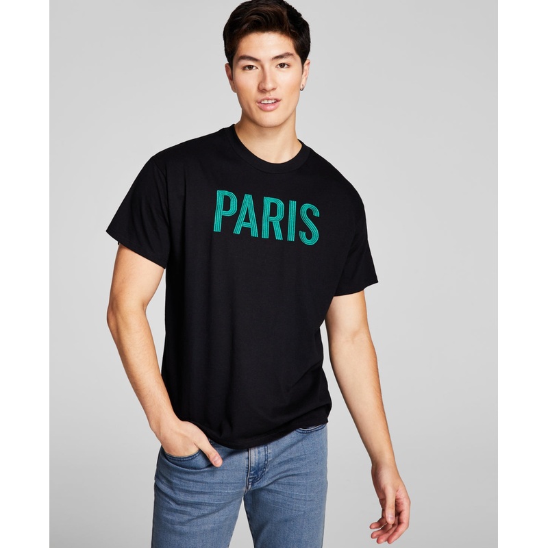 And Now This Men's Oversized-Fit Embroidered Short Sleeve T-Shirt Black Large