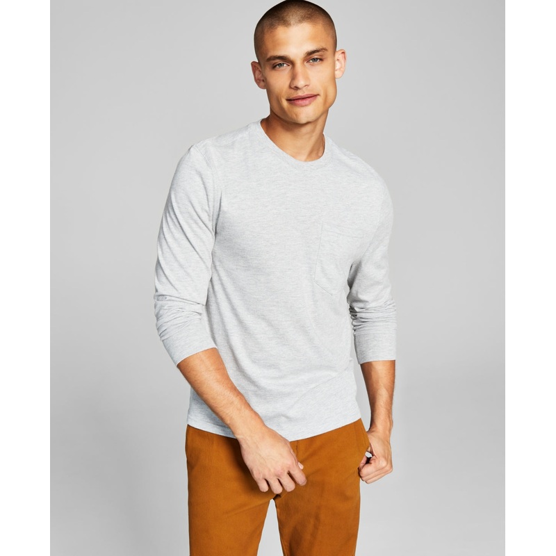 And Now This Mens Crewneck Long Sleeve T Shirt Grey Large