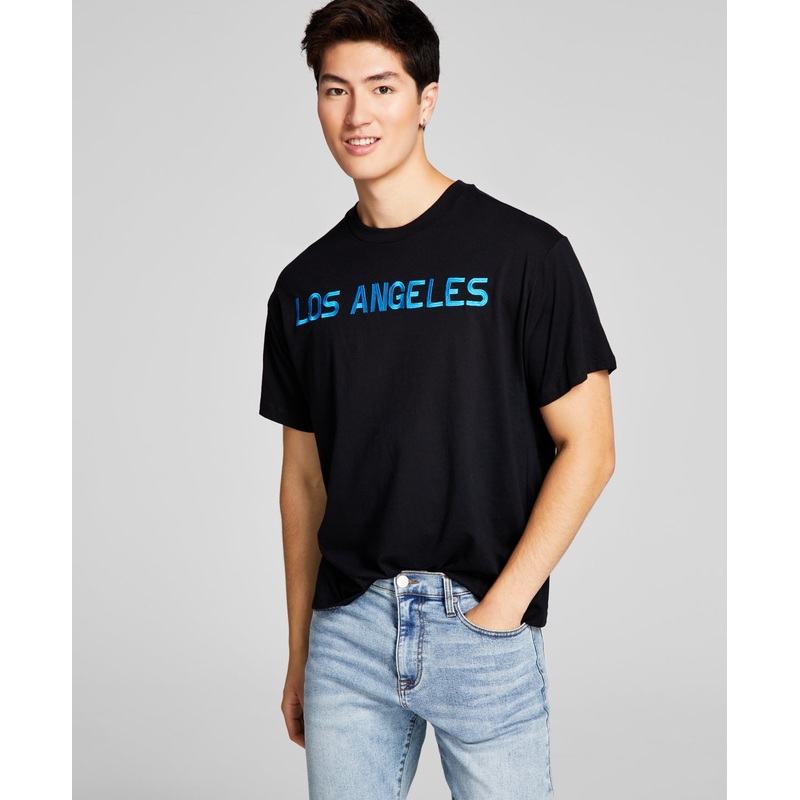 And Now This Mens Graphic Logo Oversized Crewneck T-Shirt Black Large
