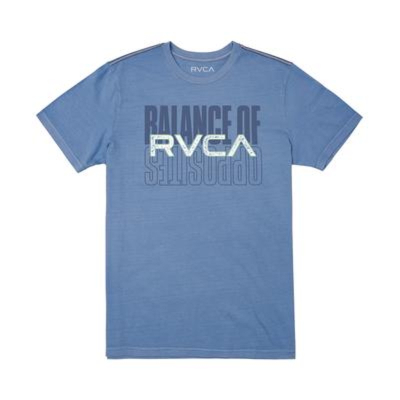 Rvca Men's Short Sleeve Title Card T Shirt Ash Blue Large