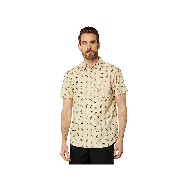 The North Face Short Sleeve Baytrail Pattern Button Down Shirt Yellow Medium