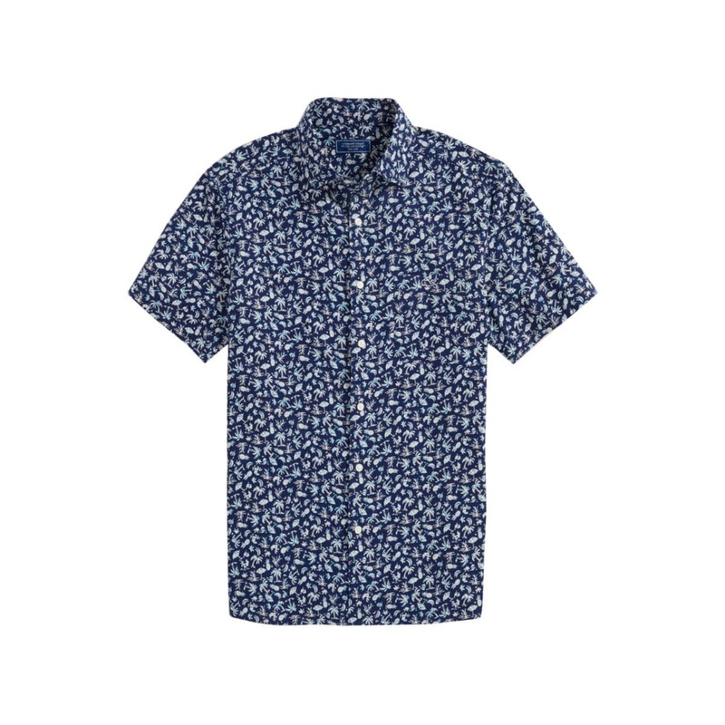 Vineyard Vines Men's Harbour Toss Printed Short Sleeve Button Down Shirt Medium