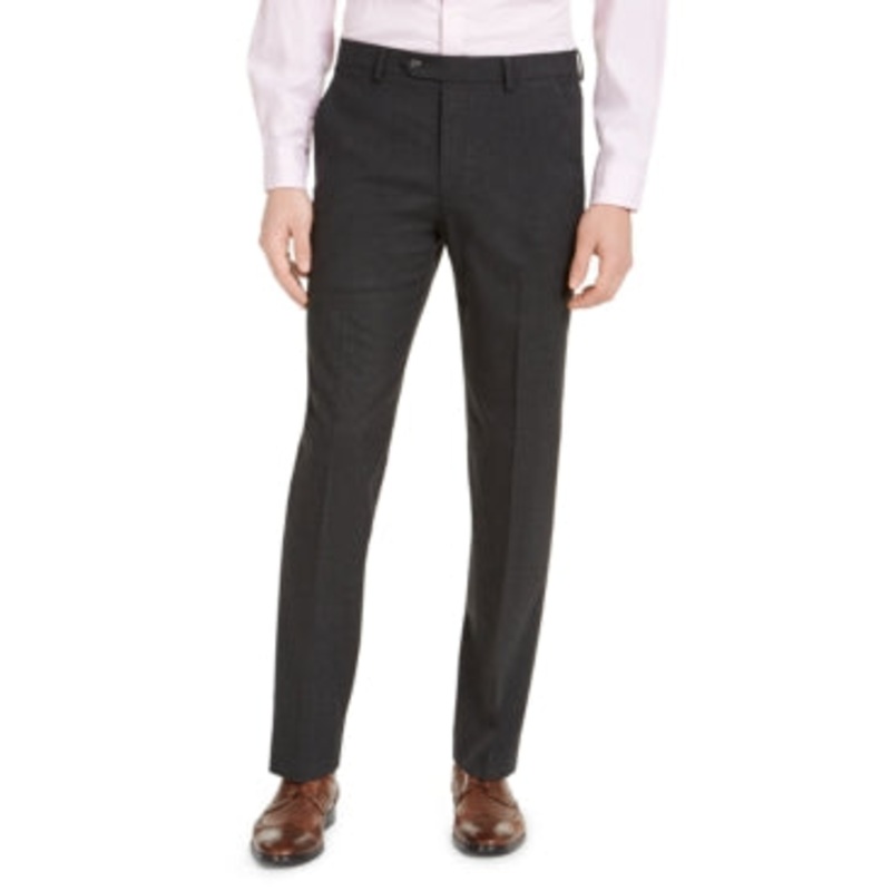 Alfani Men's Slim Fit Stretch Solid Dress Pants Charcoal Grey 38 x 30