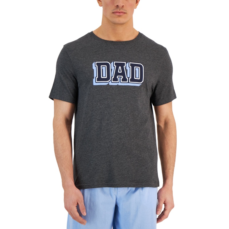 Club Room Men's Dad Sueded Graphic Short Sleeve T Shirt Charcoal Large