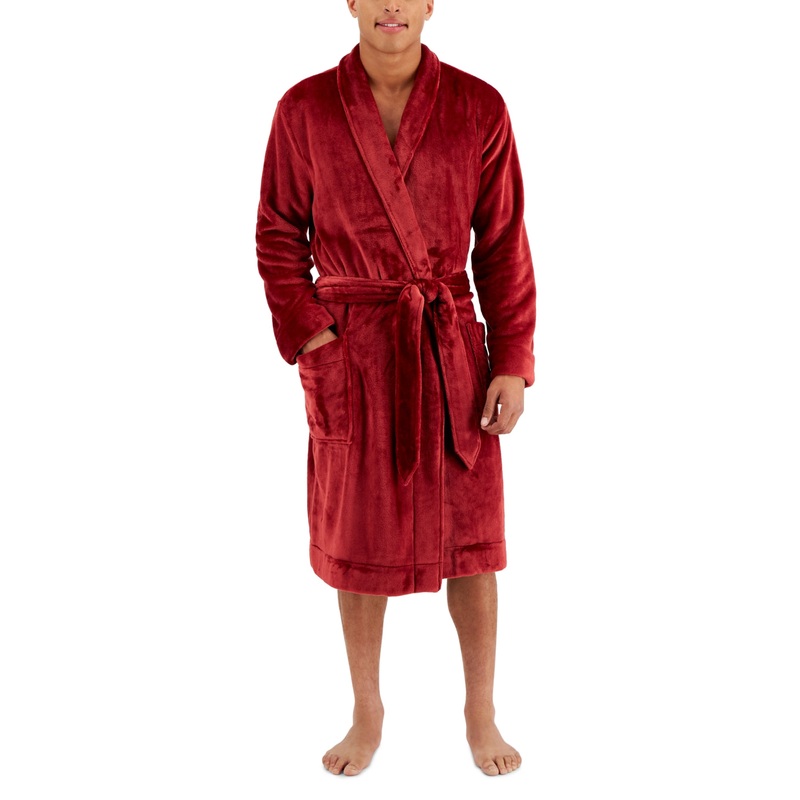 Club Room Men's Plush Pajama Robe Merlot Red Large XL