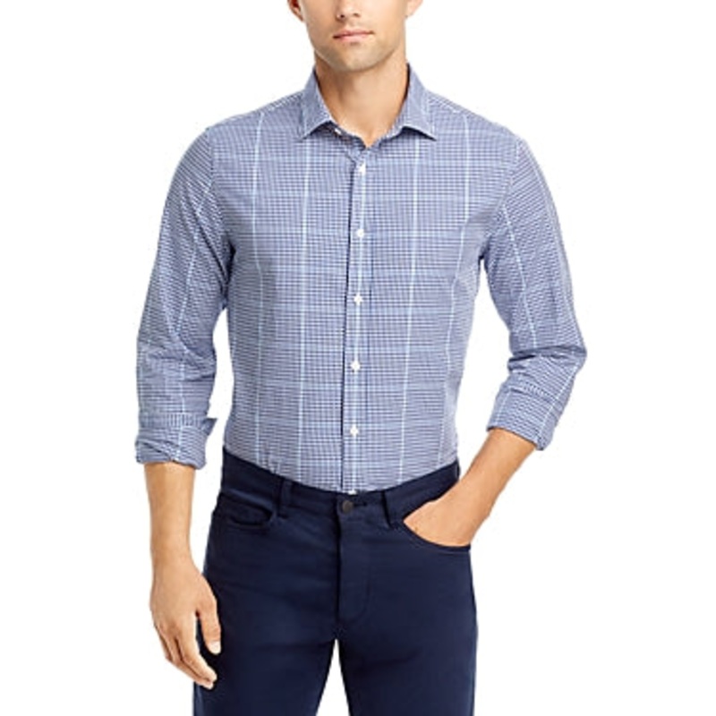 The Mens Store   Stretch Slim Fit Button Down Shirt Medium Blue
