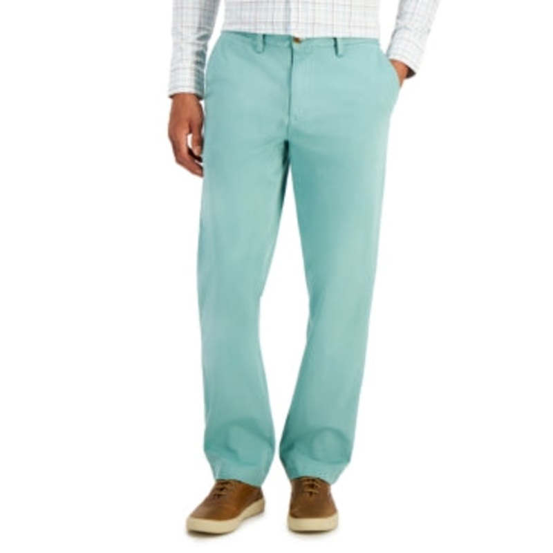 CLUBROOM Mens Green Flat Front  Straight Leg Classic Fit Stretch Chino Pants 32 x 32