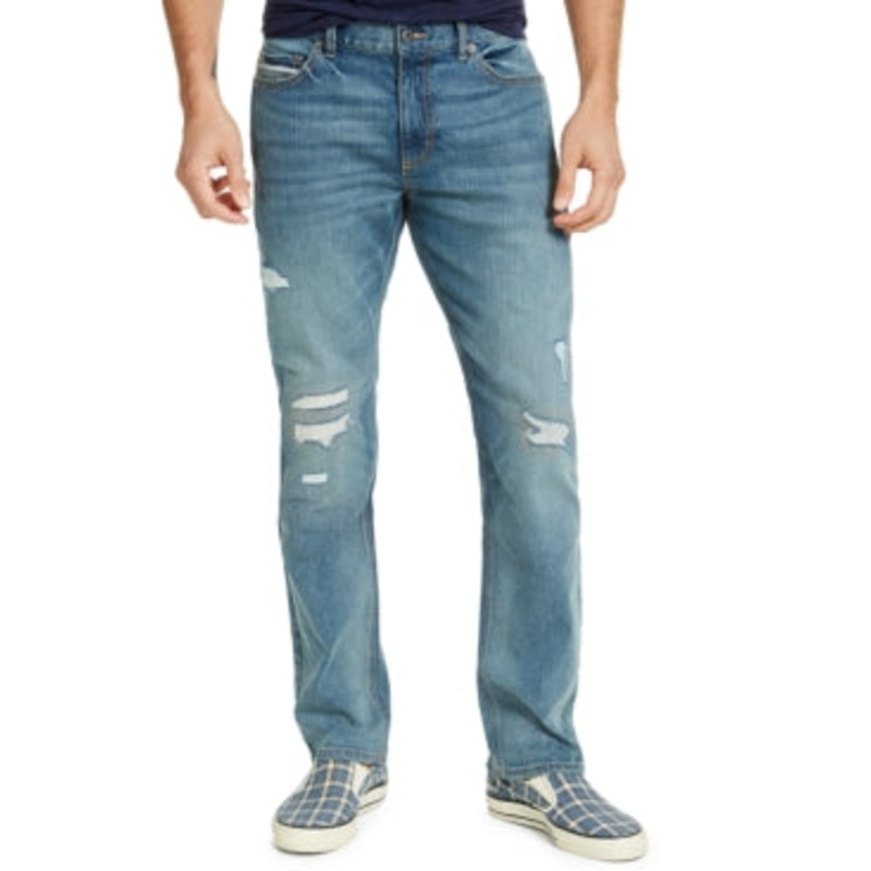 Sun + Stone Men's Straight Fit Knickerbocker Jeans Blast Blue  Wash 33 x 32