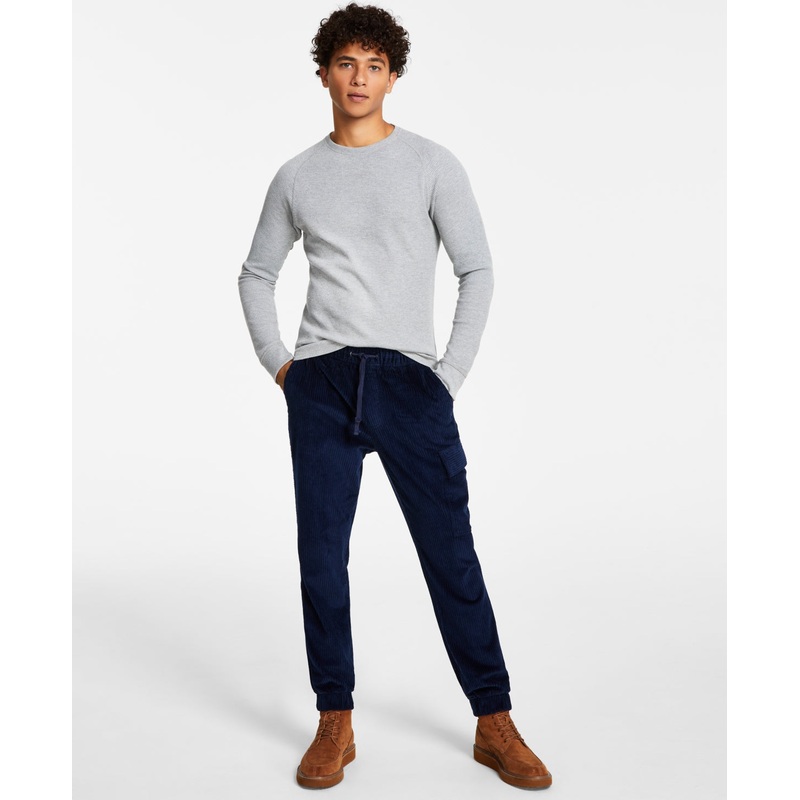 Sun + Stone Nestor Mens Corduroy Mid Rise Jogger Pants Blue XXL