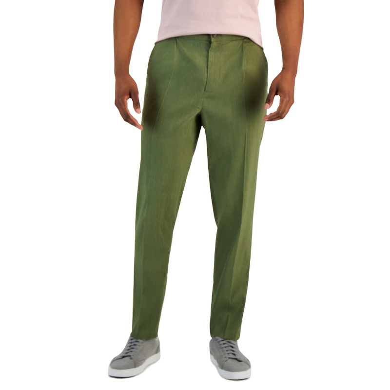 Alfani Men's Pleated Stretch Tapered Pants Green 40 x 30