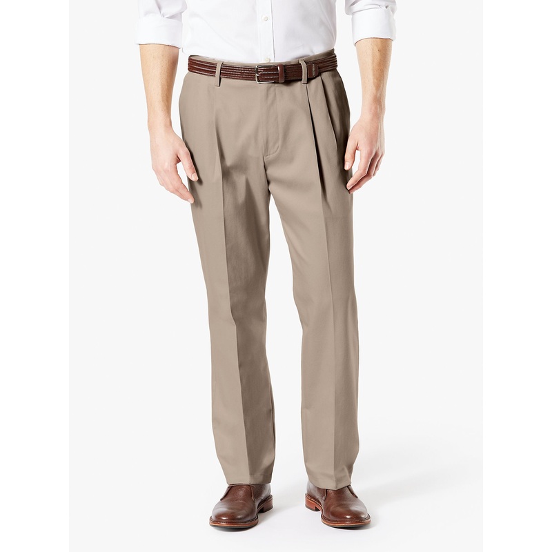 Dockers Men's Big and Tall Classic Fit Pleated Khaki Pants Tan 50 x 30