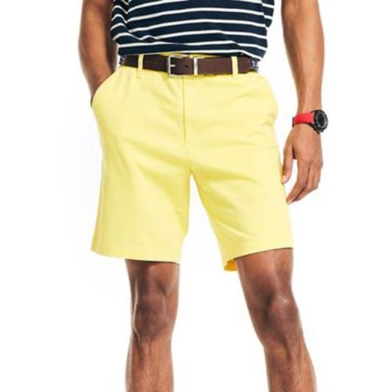 Nautica Classic-Fit 8.5" Stretch Chino Flat Front Deck Short Aspen Gold Yellow 38"