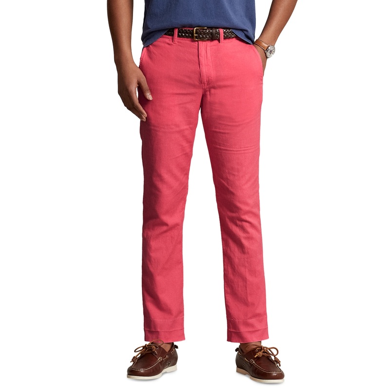 Polo Ralph Lauren Men's Classic Fit Linen Blend Pants Pale Red 40 x 30