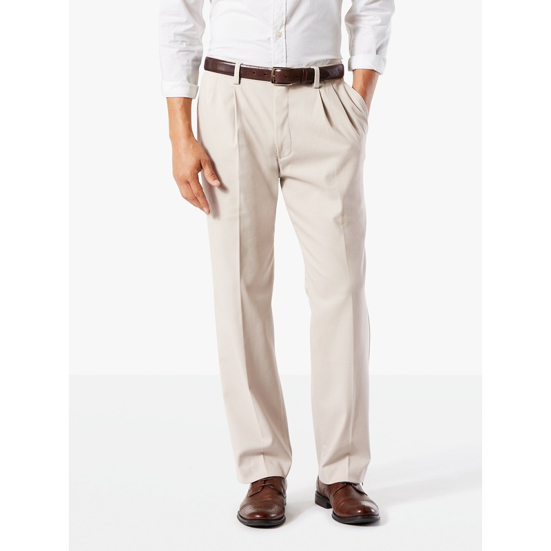 Dockers Big & Tall Classic Fit Easy Khaki Pleated Pants Beige 46 x 32