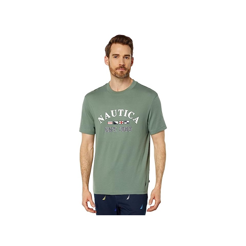 Nautica Mens Short Sleeve Graphic T Shirt Green Small