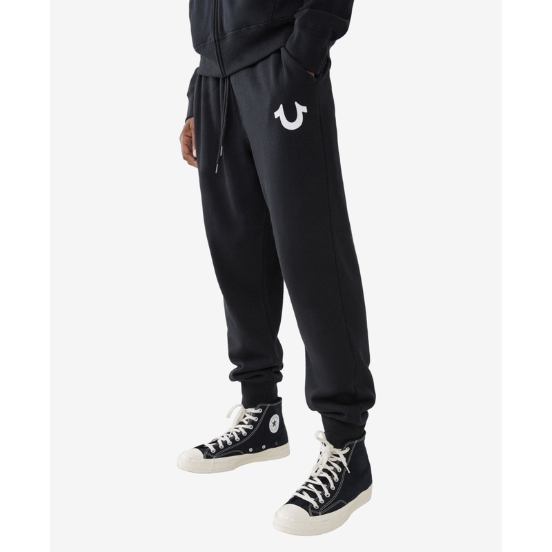 True Religion Men's Horseshoe Fleece Jogger Sweatpants Black Medium