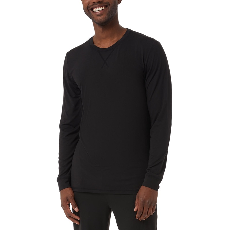 32 Degrees Men's Crewneck Long Sleeve Pajama Shirt Black XL