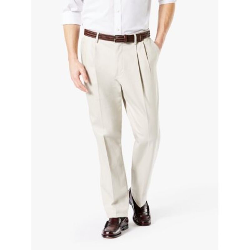 Dockers Men's Classic Fit Pleated Creased Khaki Pants Cloud Beige 30 x 32