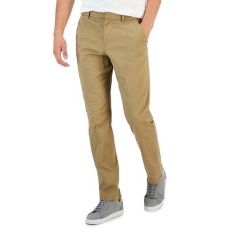 Perry Ellis Mens Slim Fit Mid Rise Dress Pants Brown 34 x 30