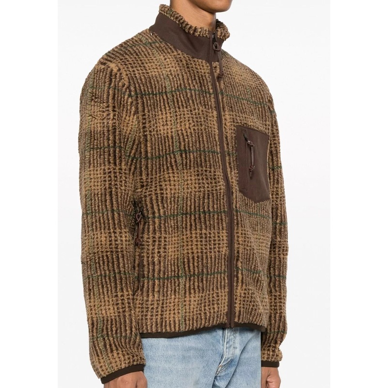 Polo Ralph Lauren Mens Brown Glen Plaid Pile Fleece Jacquard Bomber Jacket XL