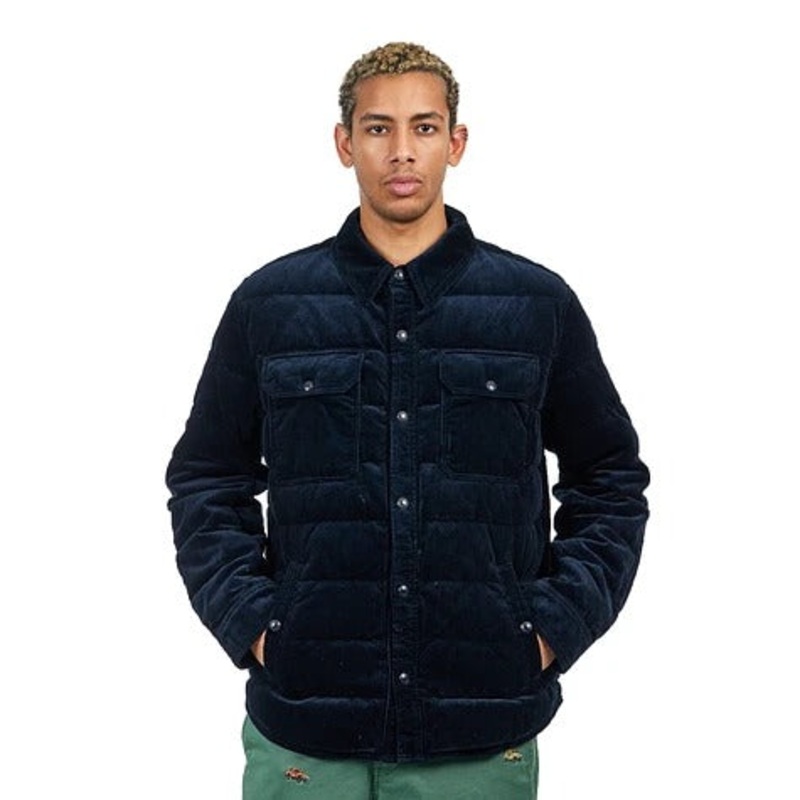 Polo Ralph Lauren Mens Cotton Corduroy Quilted Down Jacket Small Navy Blue