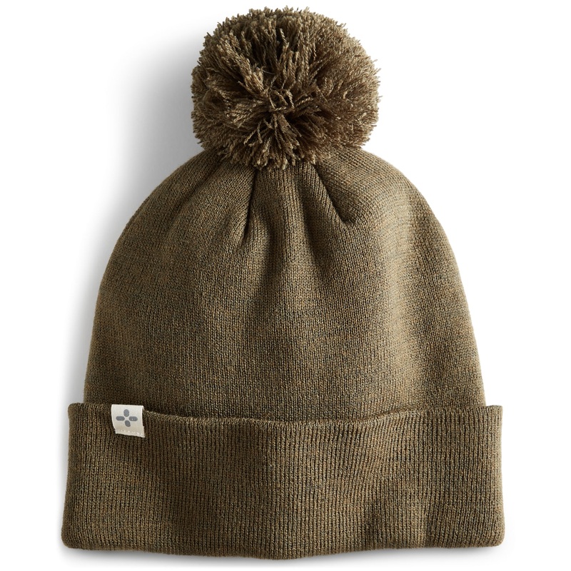 Sun + Stone Men's Solid Pom Beanie Hat Olive Green