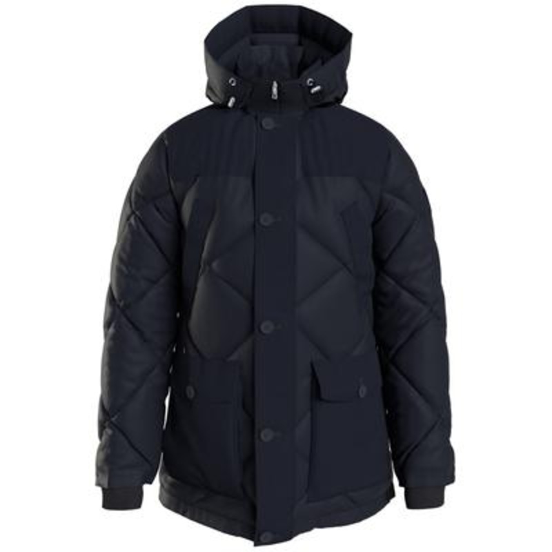 Tommy Hilfiger Men's Diamond Quilted Down Rockie Parka Coat Small Navy Blue