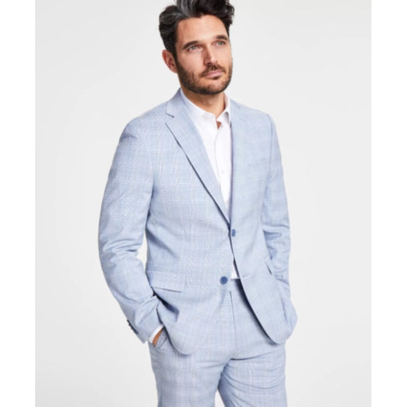 ALFANI Men's Slim-Fit Stretch Suit Jacket 44L Blue Plaid
