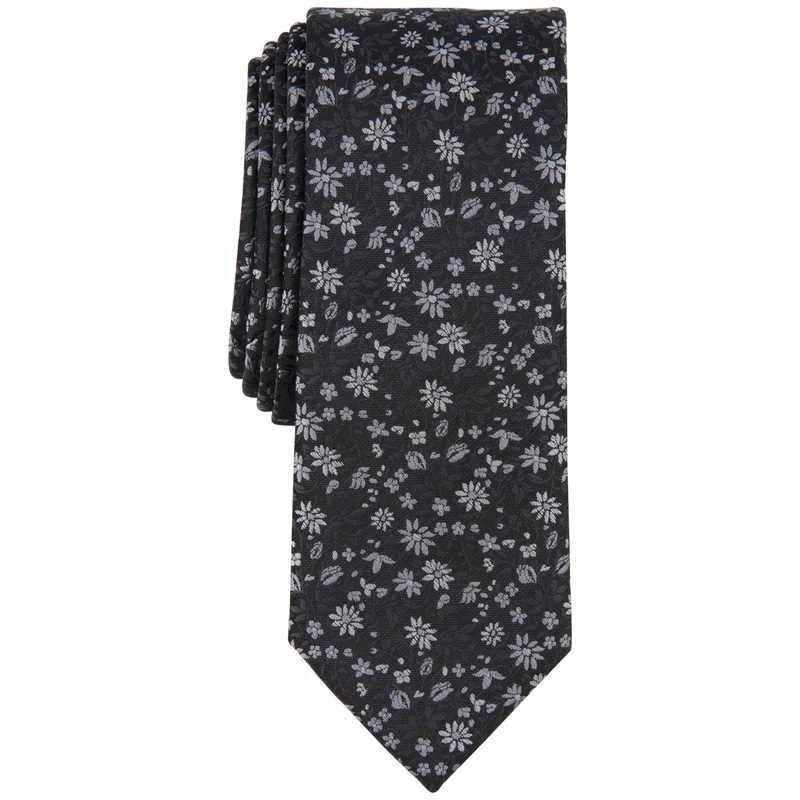 Bar III Leeward Floral Tie Black Necktie