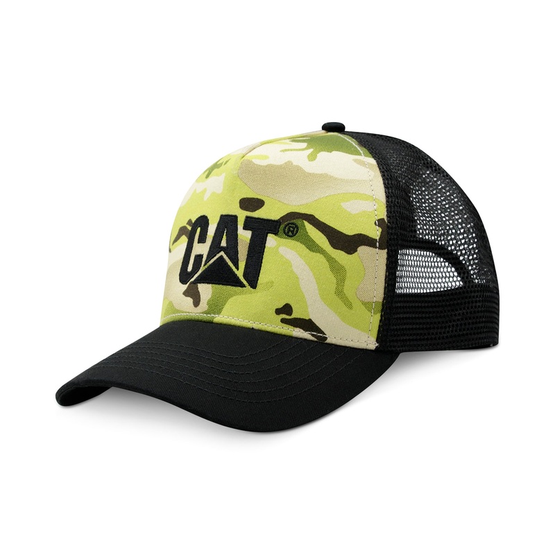Caterpillar Men's Camouflage Embroidered Logo Snapback Trucker Hat
