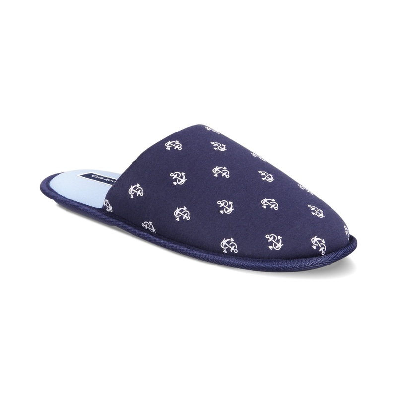 Club Room Mens Anchor Slippers Navy Blue White Medium  8 to 9