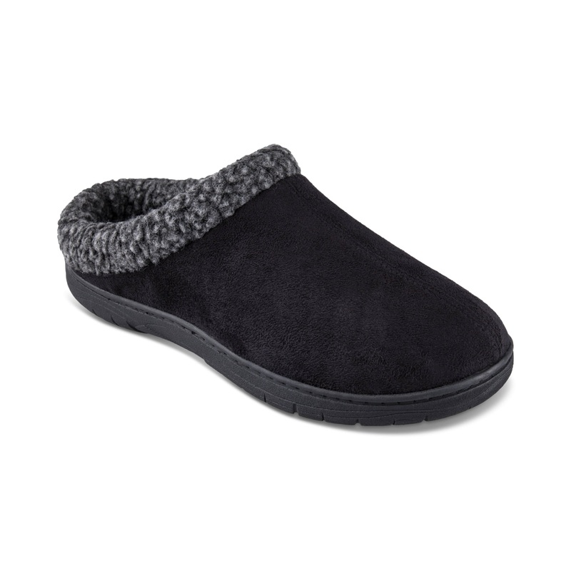 Haggar Men's Fleece Lined  Clog Slippers Black 9.5 to 10.5 Large