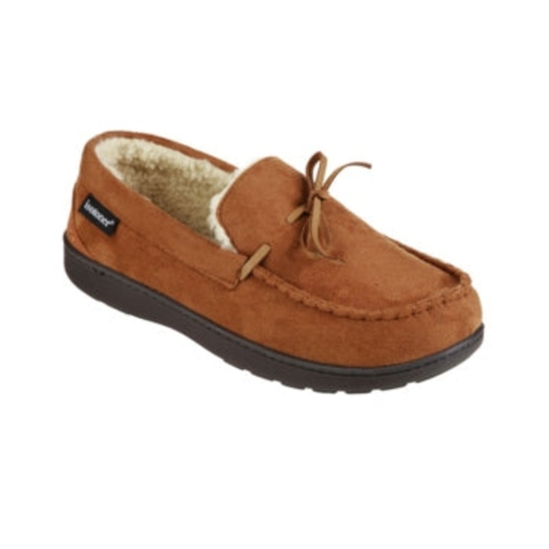 Isotoner Signature Mens Memory Foam Moccasins Slippers Brown XXL 13 to 14