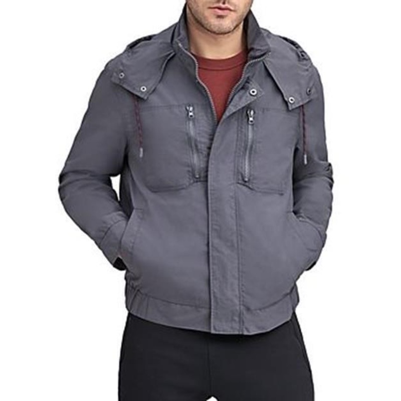 Marc New York Men's Hooded Bomber Jacket Grey Large