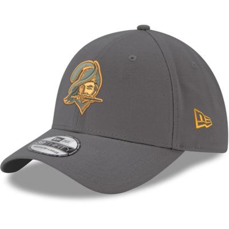 New Era Mens Tampa Bay Buccaneers Throwback Storm Baseball Hat Grey Small Medium