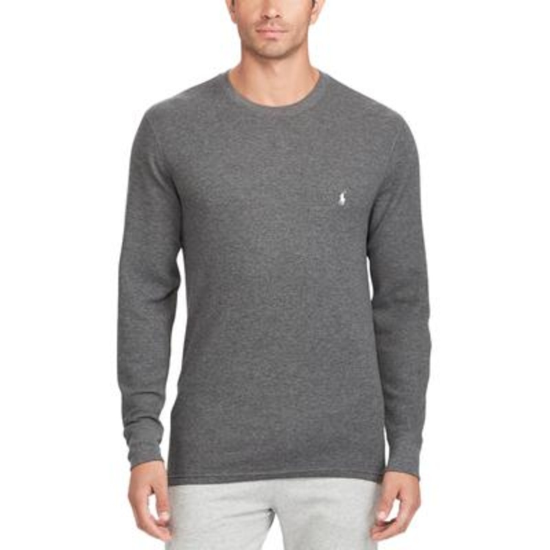 Polo Ralph Lauren Men's Waffle Knit Thermal Pajama Shirt Long Sleeves Grey XL