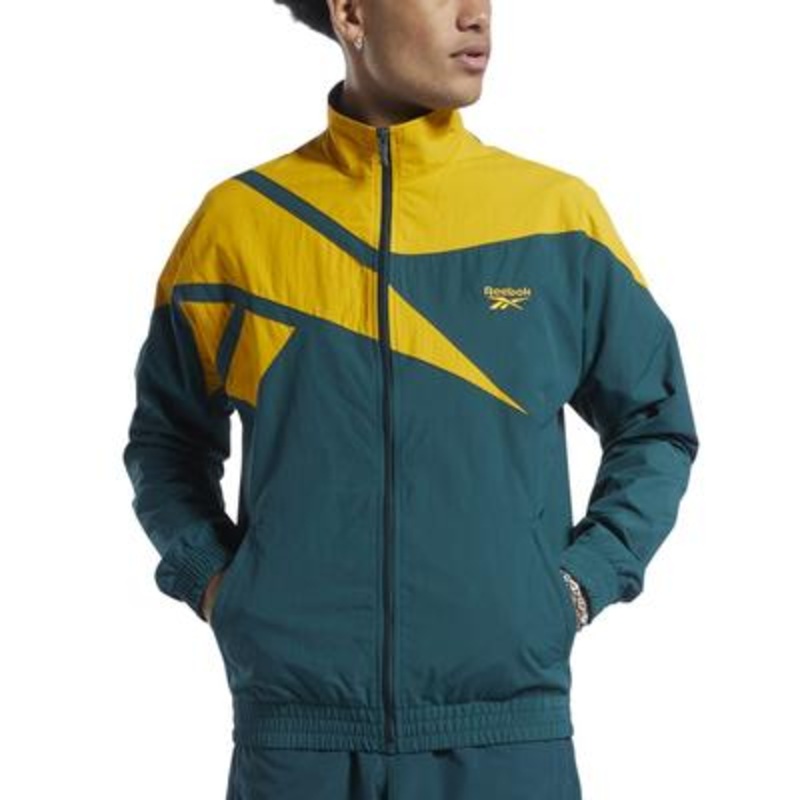 Reebok Men's Classic-Fit Zip-Front Colorblocked Track Jacket XL Forest Green
