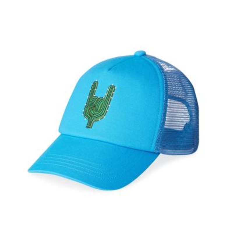 Sun + Stone Men's Cactus Patch Trucker Hat Blue Green