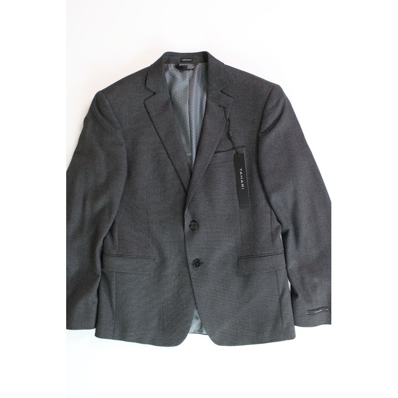 Tahari Mens Slim Fit Performance Sport Coat 38S Dark Grey Two Button