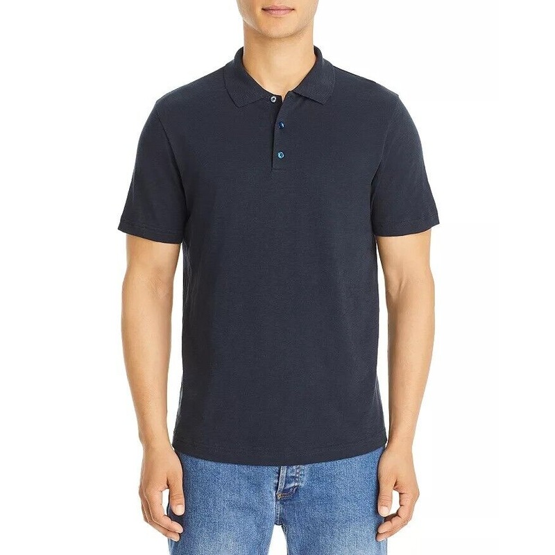 Theory Mens Bron Cotton Regular Fit Polo Shirt Medium Dark Blue