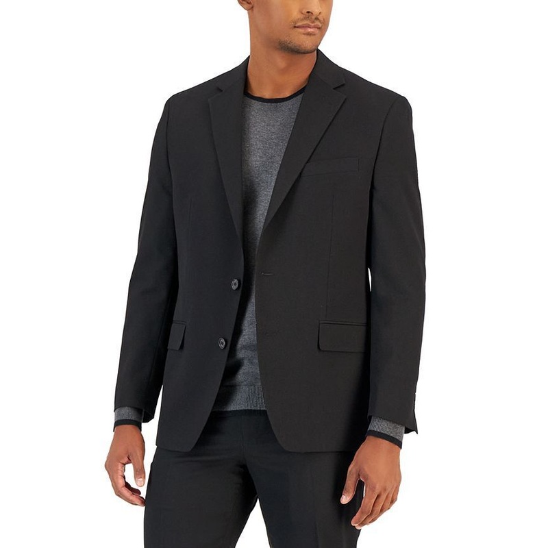 VAN HEUSEN Men's Flex Slim Fit Suit 50L / 44 x 33 Black Flat Front Pant